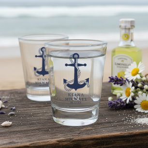 Blue Wave Anchor Wedding ID836 Schnapsglas