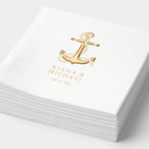 Blue Wave Anchor Wedding ID836 Servietten Mit Folie