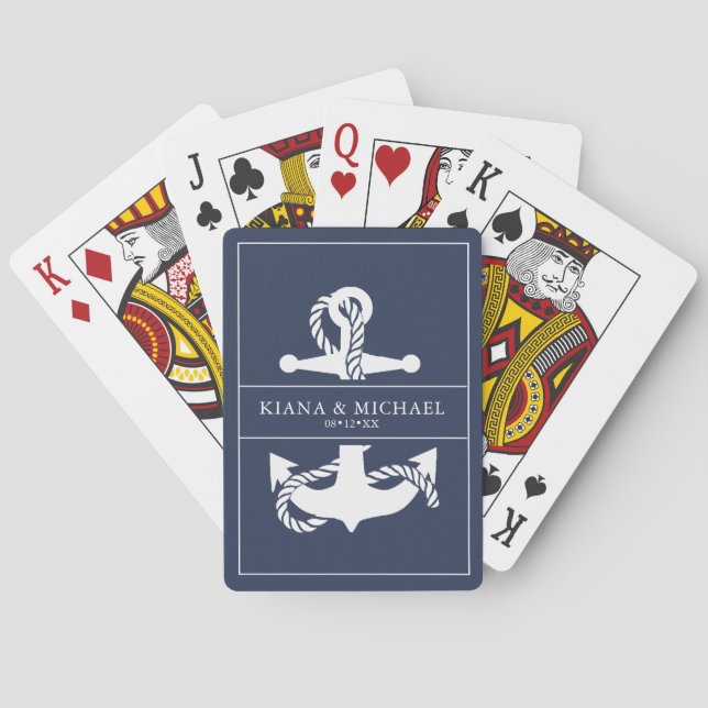 Blue Wave Anchor Wedding V2 Wht/Navy ID836 Spielkarten (Rückseite)