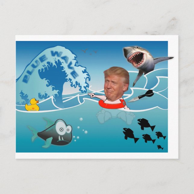 Blue wave / Anti Trump, Postkarte (Vorderseite)