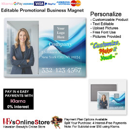 Blue Wave Company Photo Logo Promotional Business Magnet