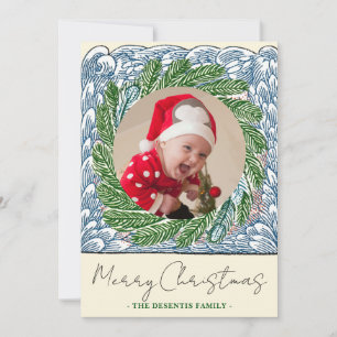 Blue Wave Evergreen Frame Ein Foto Weihnachten