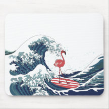 Blue Wave Flamingo Surfen ohne Text