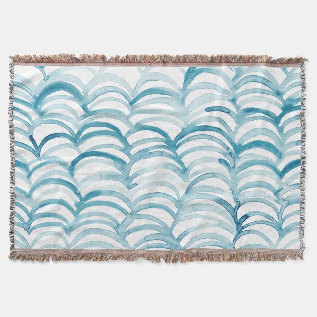 Blue Wave japanischer Style MusterIllustration Decke (Vorderseite)