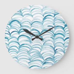 Blue Wave japanischer Style MusterIllustration Große Wanduhr