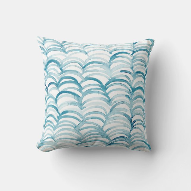 Blue Wave japanischer Style MusterIllustration Kissen (Vorderseite)