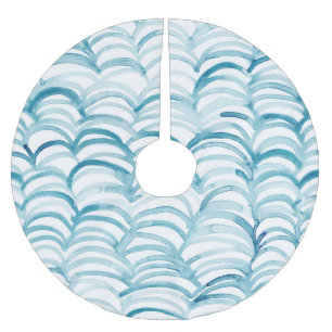 Blue Wave japanischer Style MusterIllustration Polyester Weihnachtsbaumdecke