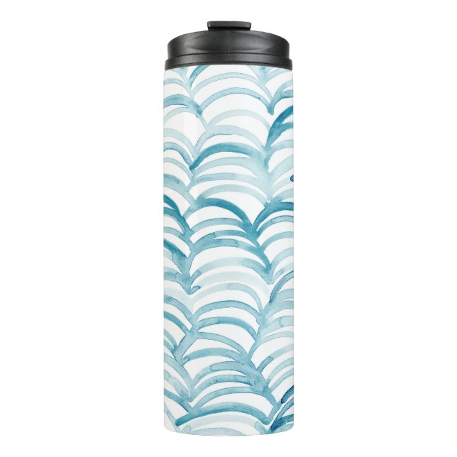Blue Wave japanischer Style MusterIllustration Thermosbecher (Vorderseite)