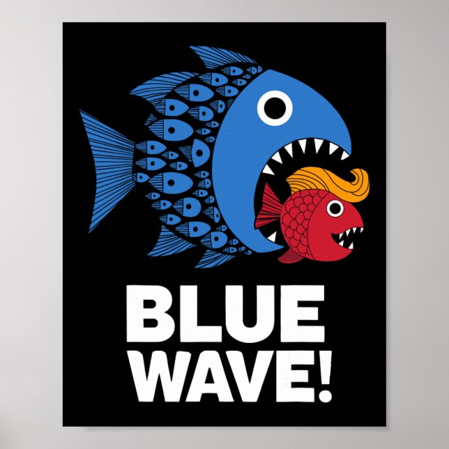 Blue Wave Kamala Funny Big Fish Little Fish Tr Poster (Vorne)