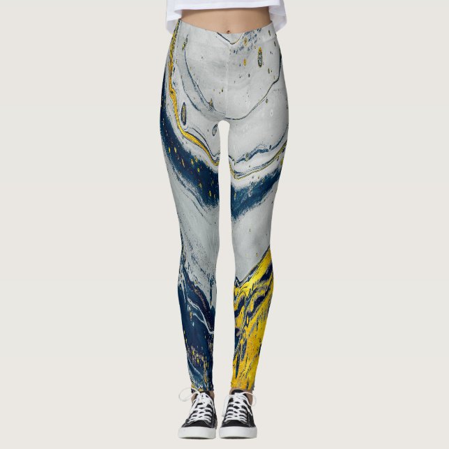 Blue wave marble textures leggings (Vorderseite)