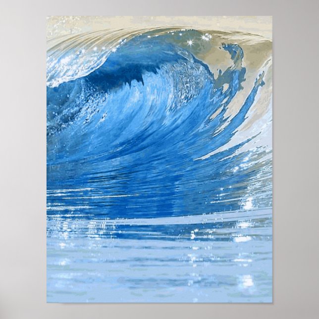 Blue Wave Nature Digital Art Poster (Vorne)