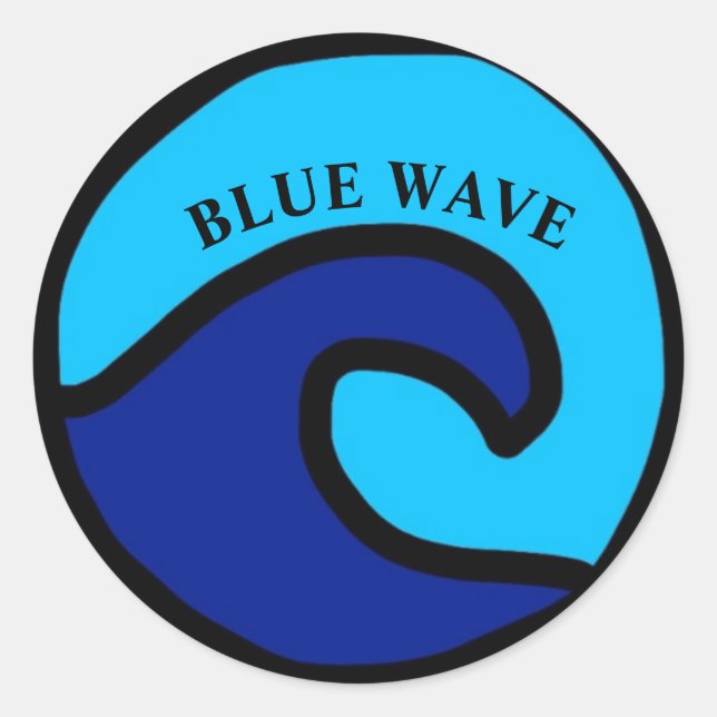 Blue Wave Runder Aufkleber (Vorderseite)
