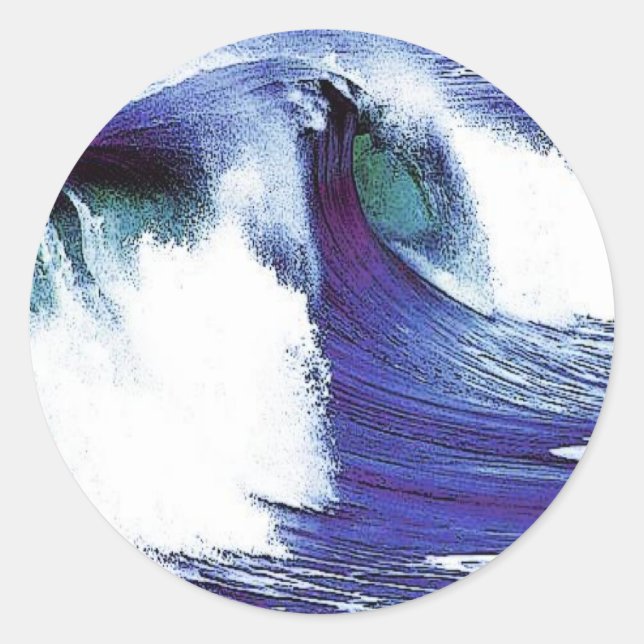 Blue Wave Runder Aufkleber (Vorderseite)
