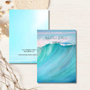 Blue Wave Scene Necklace Display Business Card Visitenkarte
