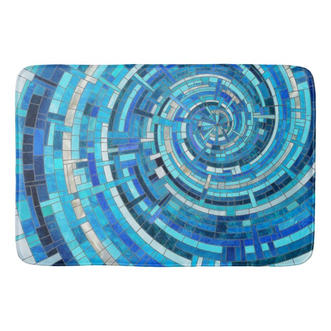 Blue Wave Spiral Mosaik Badematte (Vorderseite)
