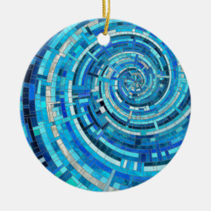Blue Wave Spiral Mosaik Keramik Ornament