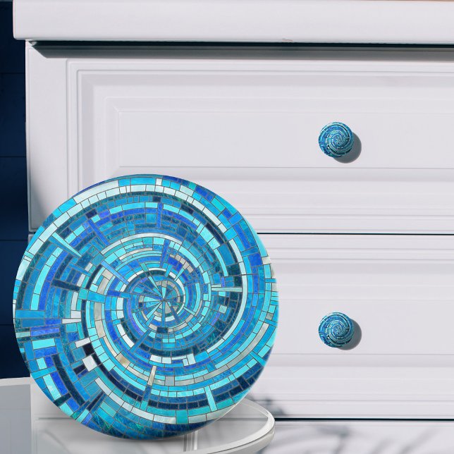 Blue Wave Spiral Mosaik Keramikknauf (Von Creator hochgeladen)