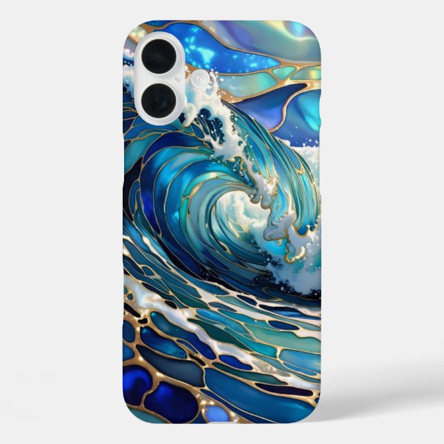 Blue Wave Stained Glass iPhone-Hülle Ozeandesign Case-Mate iPhone Hülle (Rückseite)