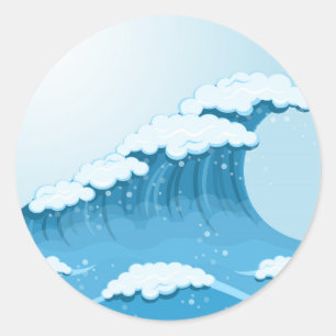 Blue Wave Surf und Ocean Runder Aufkleber