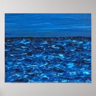 Blue Wave Texture Print  Poster