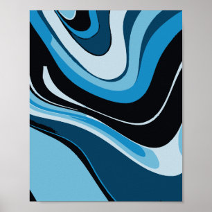 Blue Waves Abstrakt Art Poster