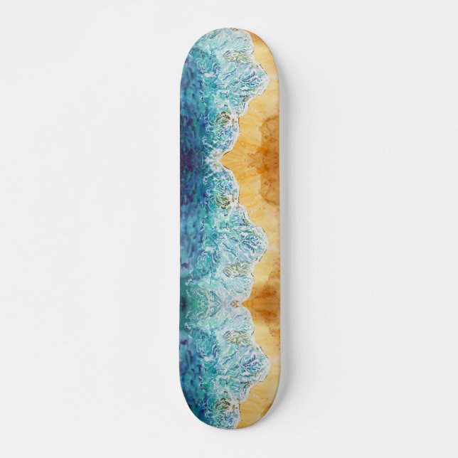 Blue Waves am Sandstrand Skateboard (Vorne)