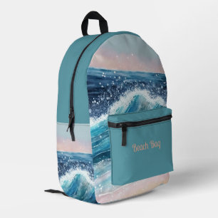 Blue Waves am Strand Bedruckter Rucksack