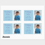 Blue Waves Birthday Vielen Dank Kids Foto Rechteckiger Aufkleber<br><div class="desc">Blue Waves Geburtstag Danke Kids Foto Rechteckige Aufkleber. Abstrakte blaue Wellen. Geburtstag danke Ihnen Aufkleber für Jungen mit Foto und Text Ich Liebe Ihr wunderbares Geschenk. Fügen Sie Ihr Foto und Text hinzu. Toll,  danke für den Aufkleber für Jungen.</div>