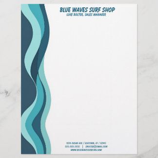 Blue Waves Border Surf Ocean Water Spa Briefbogen