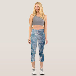 Blue Waves Capri Leggings