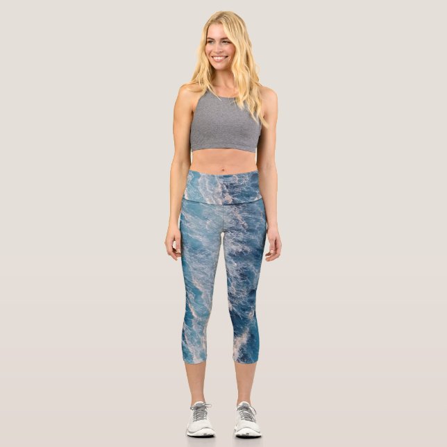 Blue Waves Capri Leggings (Vorderseite)