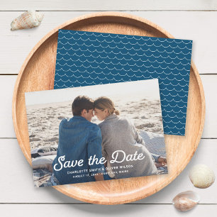 Blue Waves Full Foto Save the Date Card