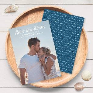 Blue Waves Full Foto Save the Date Card