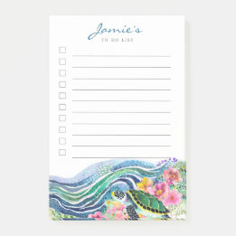 Blue Waves & Happy Turtle Custom Post-It Notes Klebezettel
