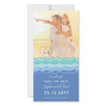 Blue Waves Loopy Heart Beach Foto Save the Date