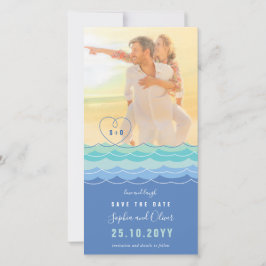 Blue Waves Loopy Heart Beach Foto Save the Date