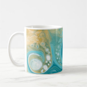 Blue Waves und Sandy Brown Fluid Art Kaffeetasse