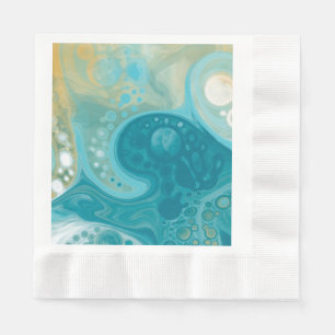 Blue Waves und Sandy Brown Fluid Art Serviette