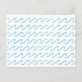 Blue Waves Wasserfarbmuster Einfache Postkarte