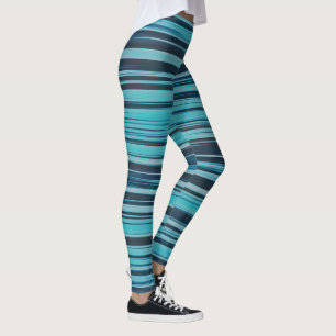 Blue Wavey Stripes Leggings