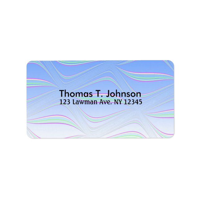 Blue Wavy Fraktal Art Adressaufkleber (Vorne)