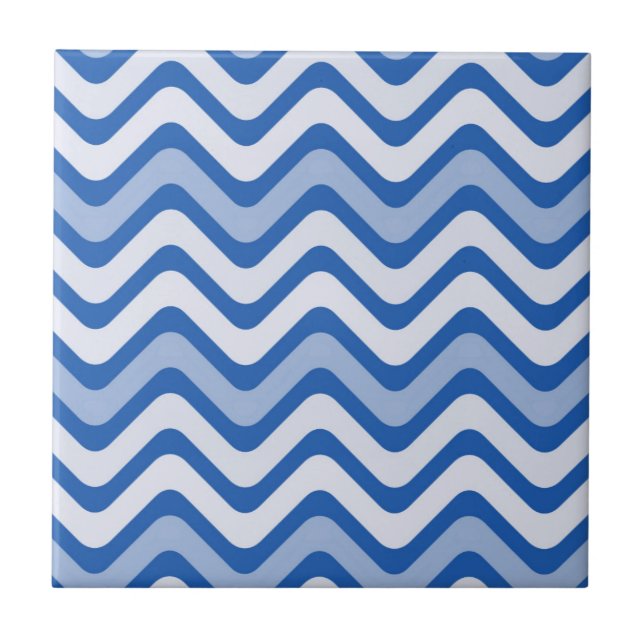 Blue Wavy Lines Fliese (Vorderseite)