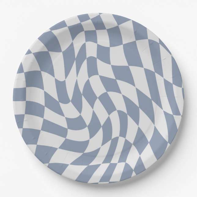 Blue Wavy Paper Plate Moderne Party Tableware Pappteller (Vorderseite)