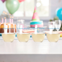 Blue Wavy Retro Wedding Weinglas Ohne Stiel