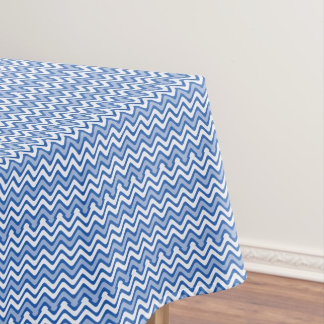Blue Wavy Summer Pattern Rectangle Tischdecke (Beispiel)