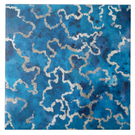 Blue Wavy Wasserfarbe Textur Fliese