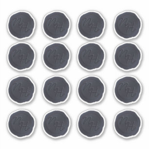 Blue Wax Siegel Initials Wedding Monogram Aufkleber