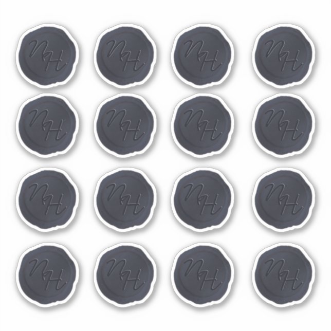 Blue Wax Siegel Initials Wedding Monogram Aufkleber (Vorderseite)