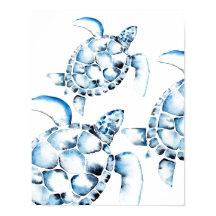 Blue Wcolor Sea Turtle Beach