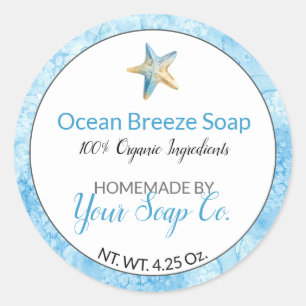 Blue Wcolor Starfish Beach Handmade Seife Runder Aufkleber